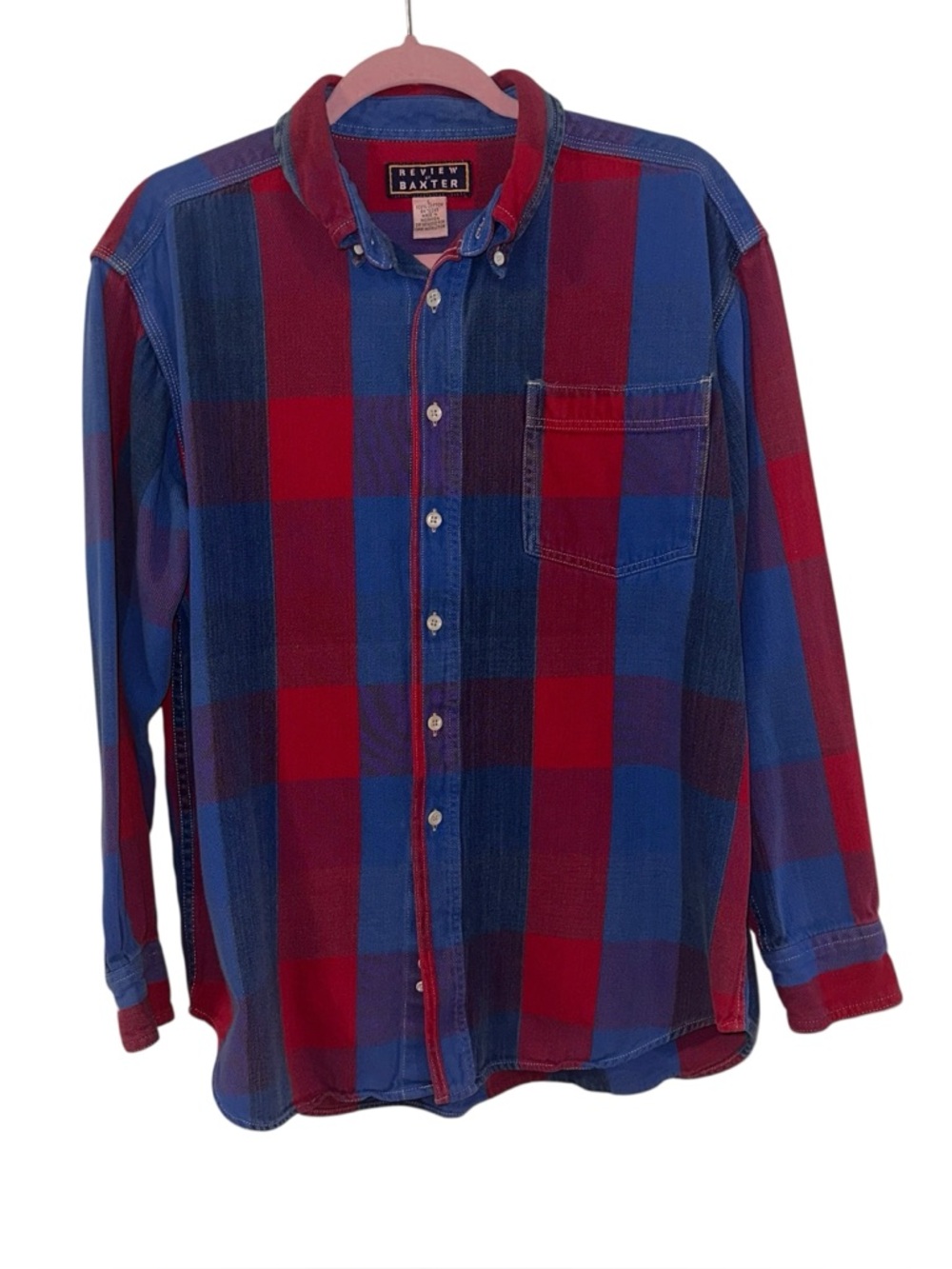 VTG Review by Baxter Mens Size Lg Striped Long Sleeve Button Front Shirt